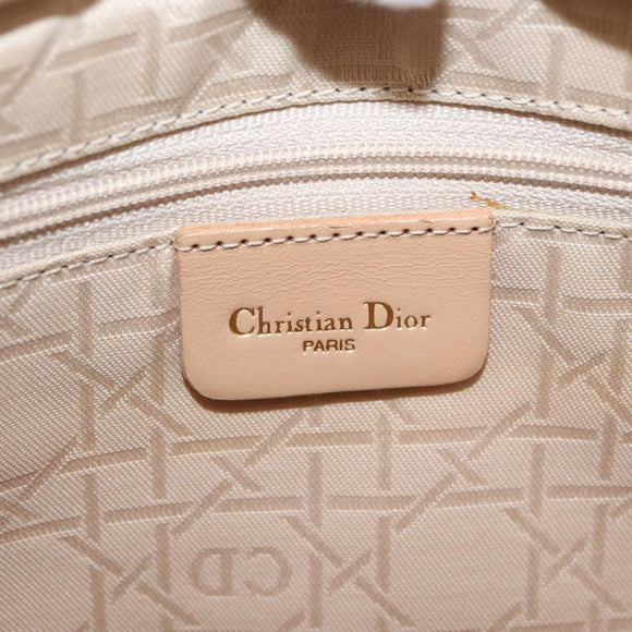 Christian Dior Canage Lady Dior Hand Bag Nylon Beige Gold Auth 181360