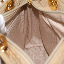 Christian Dior Canage Lady Dior Hand Bag Nylon Beige Gold Auth 181360-18
