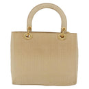 Christian Dior Canage Lady Dior Hand Bag Nylon Beige Gold Auth 181360-3