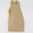 Christian Dior Canage Lady Dior Hand Bag Nylon Beige Gold Auth 181360-4