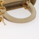 Christian Dior Canage Lady Dior Hand Bag Nylon Beige Gold Auth 181360-7
