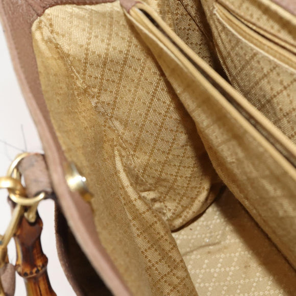 GUCCI Bamboo Hand Bag Suede 2way Brown Gold 002 123 0322 Auth 181361