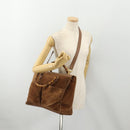 GUCCI Bamboo Hand Bag Suede 2way Brown Gold 002 123 0322 Auth 181361-22