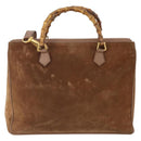 GUCCI Bamboo Hand Bag Suede 2way Brown Gold 002 123 0322 Auth 181361-2