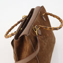 GUCCI Bamboo Hand Bag Suede 2way Brown Gold 002 123 0322 Auth 181361-6