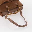 GUCCI Bamboo Hand Bag Suede 2way Brown Gold 002 123 0322 Auth 181361-7