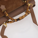 GUCCI Bamboo Hand Bag Suede 2way Brown Gold 002 123 0322 Auth 181361-8