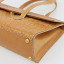 CELINE C Macadam Canvas Handtasche Leder Beige Gold Auth 181365A-9