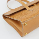 CELINE C Macadam Canvas Handtasche Leder Beige Gold Auth 181365A-14