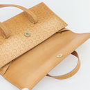 CELINE C Macadam Canvas Handtasche Leder Beige Gold Auth 181365A-10