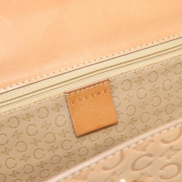 CELINE C Macadam Canvas Handtasche Leder Beige Gold Auth 181365A