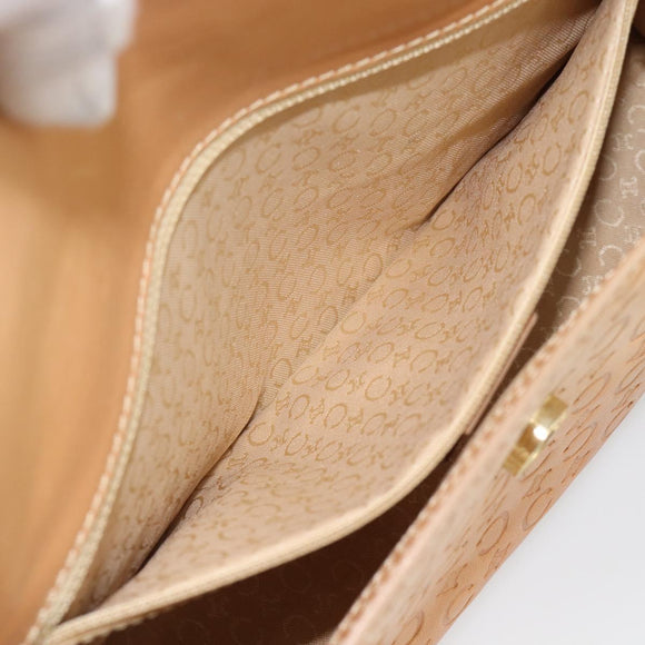 CELINE C Macadam Canvas Handtasche Leder Beige Gold Auth 181365A