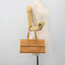 CELINE C Macadam Canvas Handtasche Leder Beige Gold Auth 181365A-22