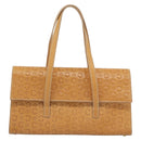 CELINE C Macadam Canvas Handtasche Leder Beige Gold Auth 181365A-13
