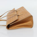 CELINE C Macadam Canvas Handtasche Leder Beige Gold Auth 181365A-3