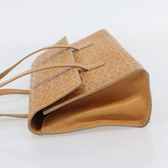CELINE C Macadam Canvas Handtasche Leder Beige Gold Auth 181365A