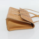 CELINE C Macadam Canvas Handtasche Leder Beige Gold Auth 181365A-4