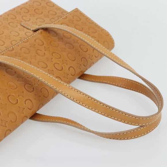 CELINE C Macadam Canvas Handtasche Leder Beige Gold Auth 181365A