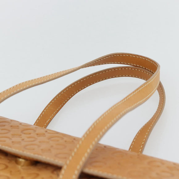 CELINE C Macadam Canvas Handtasche Leder Beige Gold Auth 181365A