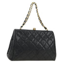 CHANEL Chain Matelasse Shoulder Bag Caviar Skin Black Gold CC Auth 181368SAM-1