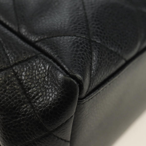 CHANEL Chain Matelasse Shoulder Bag Caviar Skin Black Gold CC Auth 181368SAM