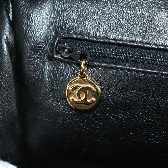 CHANEL Chain Matelasse Shoulder Bag Caviar Skin Black Gold CC Auth 181368SAM