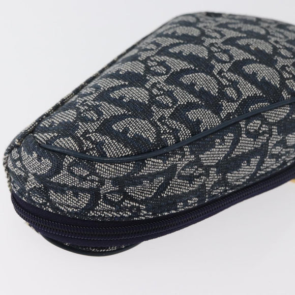Christian Dior Trotter Canvas Satteltasche Navy Gold Auth 181372A