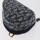 Christian Dior Trotter Canvas Satteltasche Navy Gold Auth 181372A-16