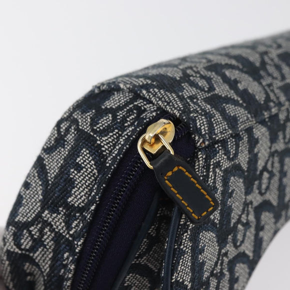 Christian Dior Trotter Canvas Satteltasche Navy Gold Auth 181372A
