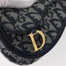 Christian Dior Trotter Canvas Satteltasche Navy Gold Auth 181372A-17