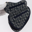 Christian Dior Trotter Canvas Satteltasche Navy Gold Auth 181372A-10