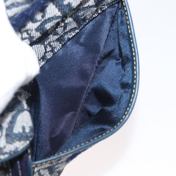 Christian Dior Trotter Canvas Satteltasche Navy Gold Auth 181372A