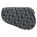 Christian Dior Trotter Canvas Satteltasche Navy Gold Auth 181372A-2
