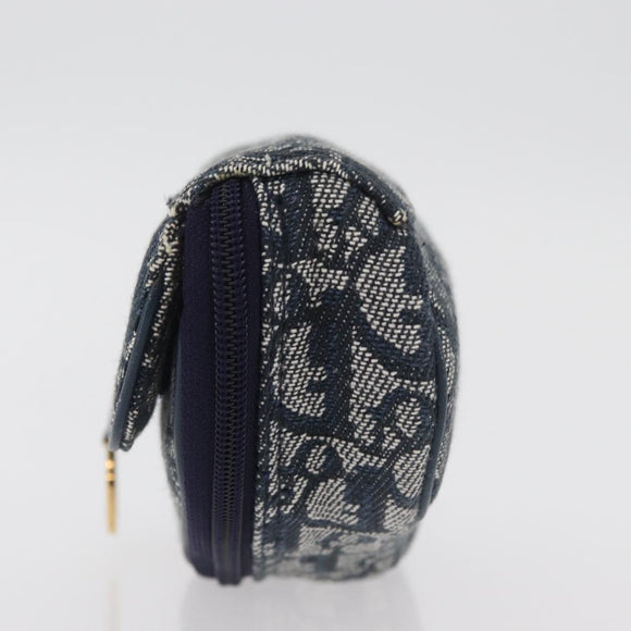 Christian Dior Trotter Canvas Satteltasche Navy Gold Auth 181372A