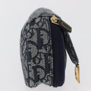 Christian Dior Trotter Canvas Satteltasche Navy Gold Auth 181372A-4