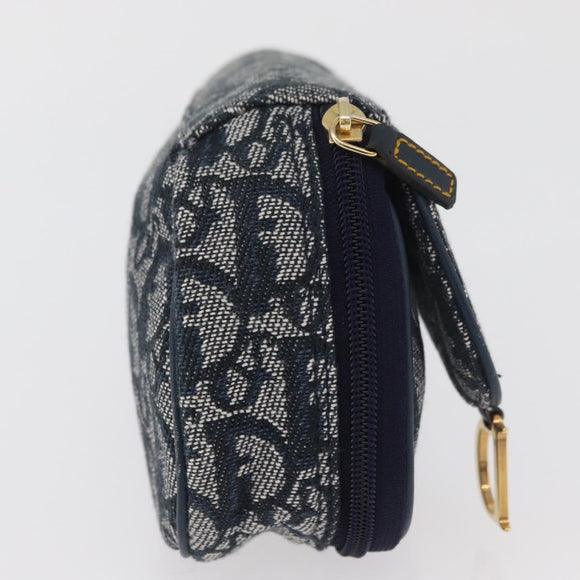 Christian Dior Trotter Canvas Satteltasche Navy Gold Auth 181372A