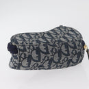 Christian Dior Trotter Canvas Satteltasche Navy Gold Auth 181372A-5