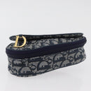 Christian Dior Trotter Canvas Satteltasche Navy Gold Auth 181372A-6