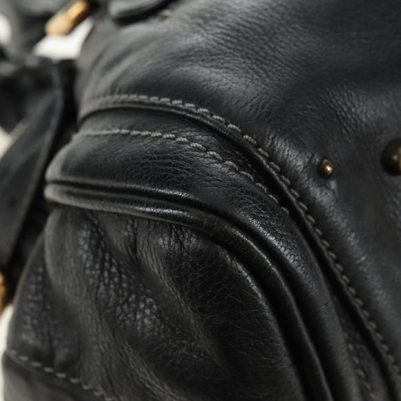 Chloe Paddington Hand Bag Leather Black Gold Silver Auth 181380SAV