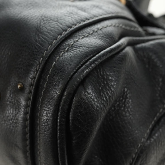 Chloe Paddington Hand Bag Leather Black Gold Silver Auth 181380SAV