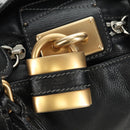 Chloe Paddington Hand Bag Leather Black Gold Silver Auth 181380SAV-18