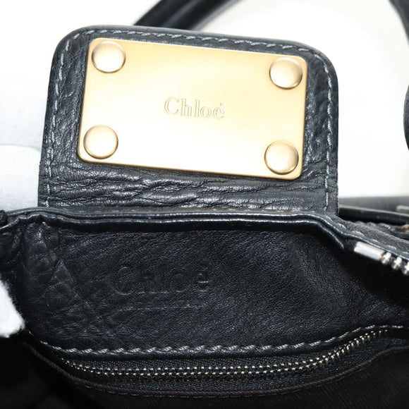 Chloe Paddington Hand Bag Leather Black Gold Silver Auth 181380SAV