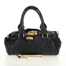 Chloe Paddington Hand Bag Leather Black Gold Silver Auth 181380SAV-12