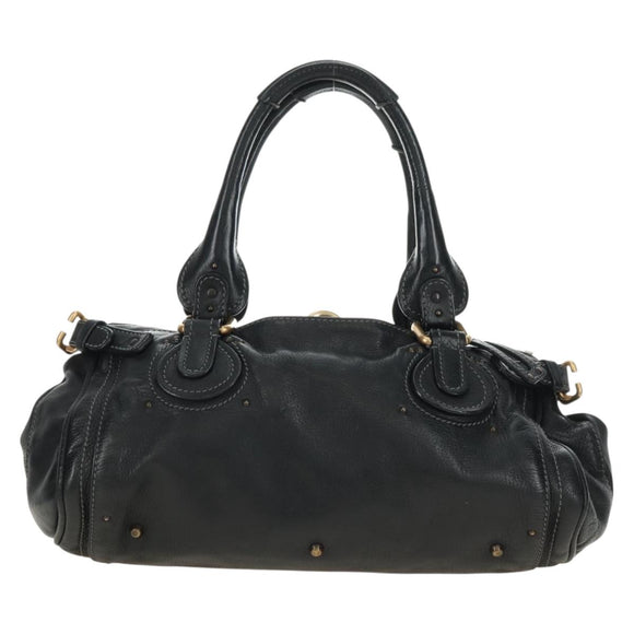 Chloe Paddington Hand Bag Leather Black Gold Silver Auth 181380SAV