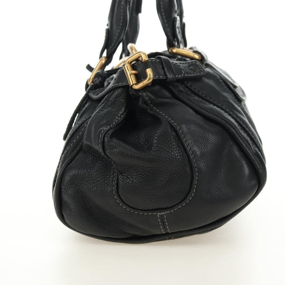 Chloe Paddington Hand Bag Leather Black Gold Silver Auth 181380SAV