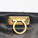 Salvatore Ferragamo Gancini Shoulder Bag Leather Black Gold Auth 181384-14