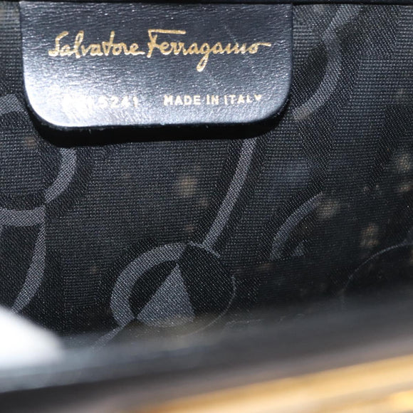 Salvatore Ferragamo Gancini Shoulder Bag Leather Black Gold Auth 181384