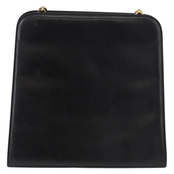 Salvatore Ferragamo Gancini Shoulder Bag Leather Black Gold Auth 181384