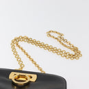 Salvatore Ferragamo Gancini Shoulder Bag Leather Black Gold Auth 181384-8