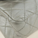 CHANEL 2.55 Chain Shoulder Bag Lamb Skin Silver CC Auth 181385SAM-14